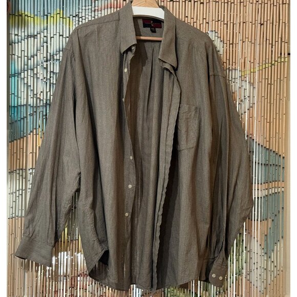 Corporate Casual Button-Down Shirt, 100% Cotton, Brown, Men's XXL - Picture 2 of 16